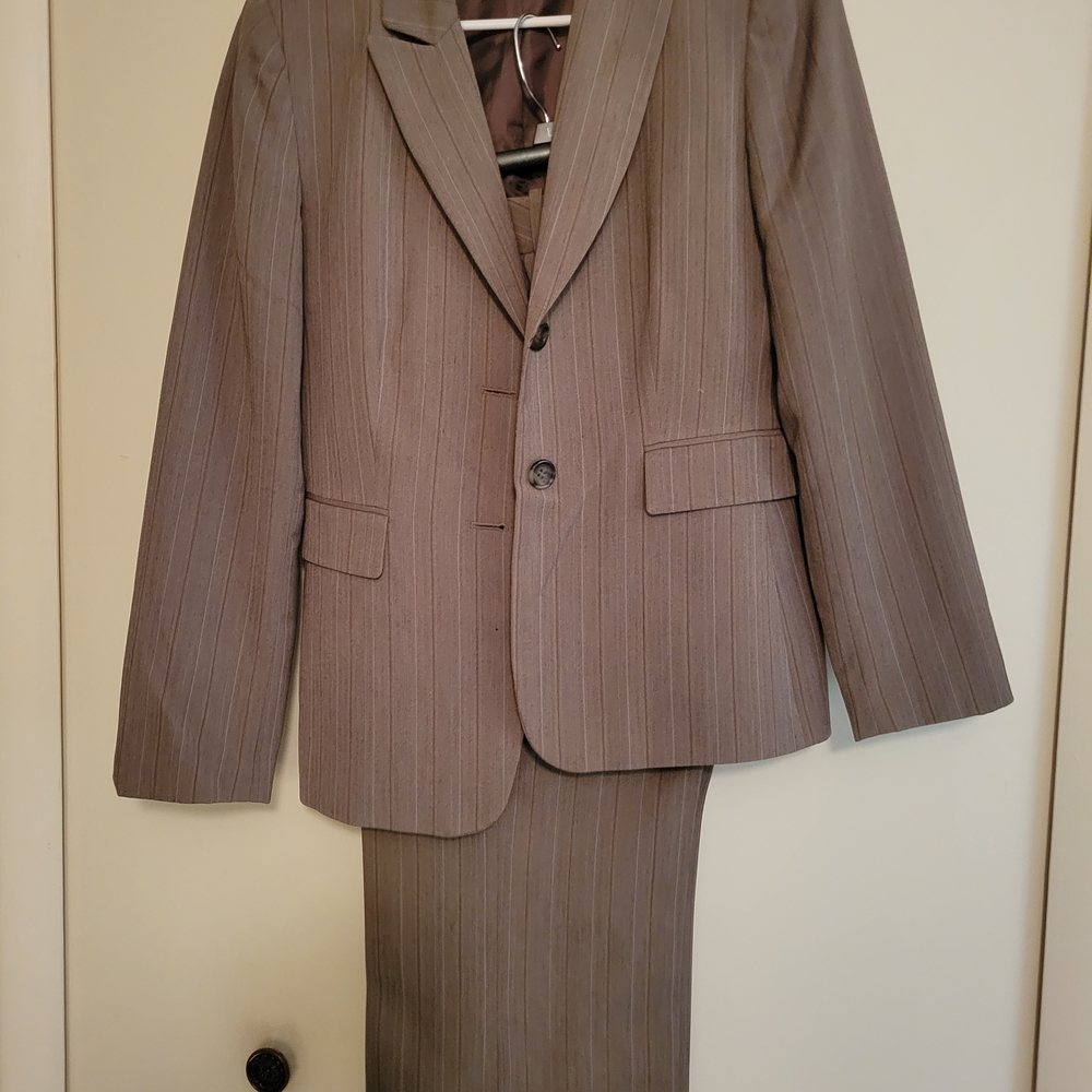 T Tahari Brown Pinstripe Women's Pantsuit
